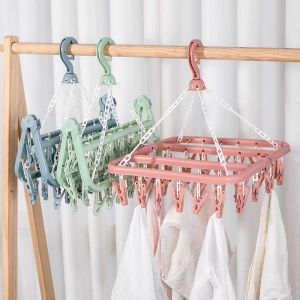 32clip Clothes Socks Drying Rack Outdoor Windproof Clip Hanger Household Hanging Rack