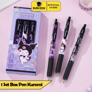 3PCS Pen Mekanik Black Gel Sanrio Kuromi Cute / Pulpen Gel Mekanik 0.5mm