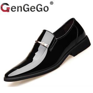 Brand GenGeGo（ 3 Days Delivered COD）Men Business Leather Shoes Formal Shoe PU Office Covered Kasut Hitam Boots Black Slip-Ons