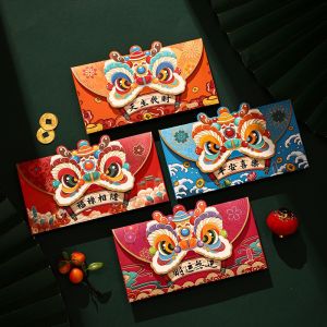 2026 Chinese New Year Red Packet Dragon Red Envelope Angpao Lion Wake Personalized 2026利是封卡通龙年红包袋新年红包醒狮创意个性拜年压岁红包 Y086