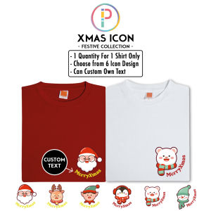 [Adult/Kid] Christmas Xmas Cute Cartoon Santa Deer Elf Bear Snowman T-shirts Custom Name 圣诞可爱头像T恤