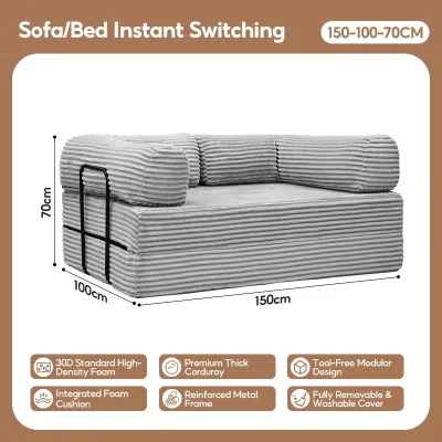 MODOFO 4 in 1 Folding Couch Bed Compressed Sofa Bed Foldable Sofa Bed Space‑Saving Fold‑Out Mattress Lounge for Living Room
