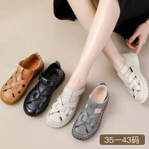 New Genuine leather gladiator sandals for women orthopedic shoes ladies strapy flats shoes big size 43 ladies soft walk sandals2026