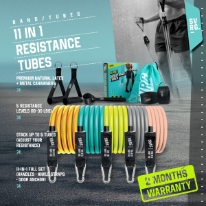 Premium Resistance Band Tubes 11 in 1 Pack Premium Latex Edition Naked Elastic Band