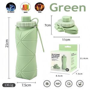 600ml Silicone Collapsible Sports Water Bottle Reusable Bpa Free Large Capacity Folding Mug Travel Fitness
