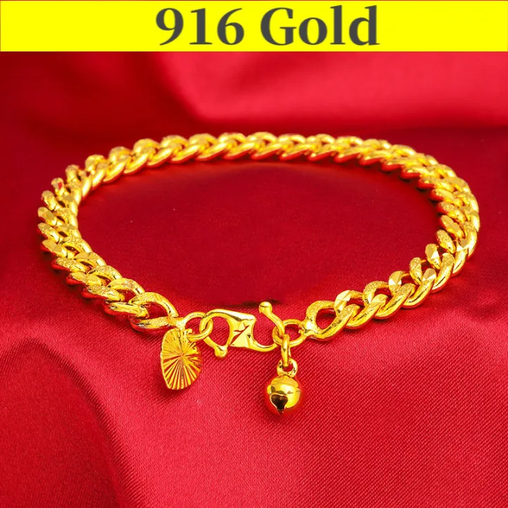 Original 916 Gold Bracelet Women's Love Transfer Bead Bracelet Birthday  Wedding Engagement Gift Jewelry | Lazada Singapore
