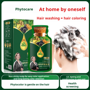 Plant hair dyeing cream Natural Black Hair Shampoo Grey White Hair Turn to Black Washing Protecting 3 in 1