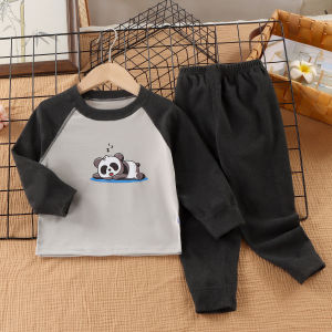 ชุดเด็กนอน หนา ชุดนอนเด็กชาย ลายสัตว์ Dinosaur แขนยาวขายาว เซ็ท 2 ชิ้น ในฤดูใบไม้ร่วงและฤดูหนาว อุ่นนุ่มสบาย หนา คอกลม ชุดกันหนาวเด็ก【Utopia】