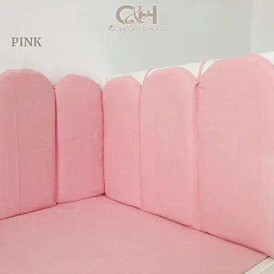C&H Premium Baby Crib Bumper | 45cm Height Thick Cotton Playpen & Cot Protector | Safety Padding |