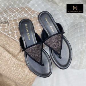 Nicholas Edison Sandal Cle Black Jepit Glitter Terbaru