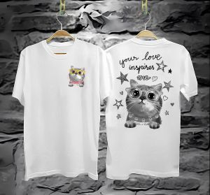 Kaos Atasan oblong cwewk Lengan pendek Kaos oblong / Kaos pria sablon kucing kacamata depan belakang / Kaos Oblong/ Baju Kaos Tshirt/ Tshirt wanita/ Tshirt cewek