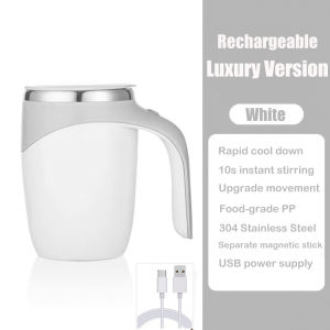420ml Rechargeable Self Stirring Mug Japanese Coffee Cup Automatic Mixing Cup 304 Stainless Steel Vacuum Insulated Stirring Mug Lazy Magnetic Stirring Coffee Cup