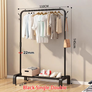 Clothing Garment Rack Single /Double Pole Hanging Rack With Branches Laundry Drying Racks Shoe Hat Storage