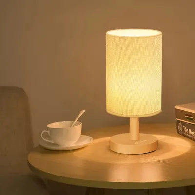 Elevate Your Bedroom Ambiance! Fabric Art Wood Desk Lamp - Doubles as an LED Night Light with a Gorgeous Lampshade Ideal for Study#TD001