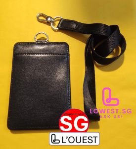 Leather Staff Neck Badge ID Credit Card Holder Leather Name tag Holder with lanyard