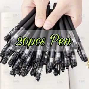 20pcs: 0.5mm Bullet Matt Carbon Black AntiSlip Gel Pen Quick Dry Ink Ball point Refill Sign Ballpen