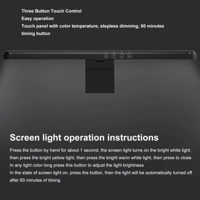 Curved Monitor Light Bar Computer Screen Light 3 Color Temperature Touch Control Stepless Dimming for Home