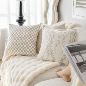 French Cream Style Pillow Covers Decorative Ins Plant Jacquard Cushion Cover 45*45 Home Decor Living Room Decoration Pillowcases2026
