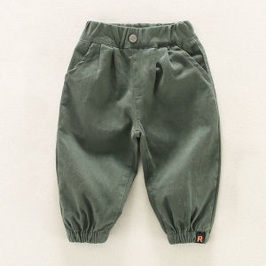 Kids High Quality Cotton Pants Korean Style Street Wear Black Khaki Army Green Jogger Pants for Boys 1-8 Years Old