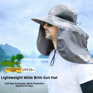 LUXURYLYN Anti-UV Fisherman Hat Wide Brim Adjustable Bucket Hat 50+UPF Protection Sunscreen Hat Summer