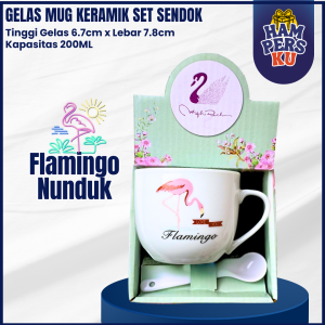 2IN1 Cangkir Keramik Free Sendok Mug Gelas Cangkir Kopi Teh Praktis Premium Set Lucu DOUBLE SMILE