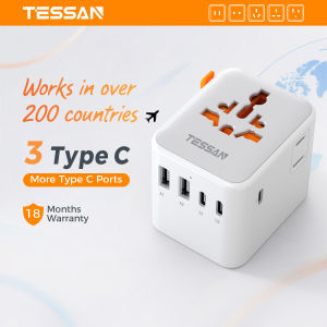 TESSAN Universal Travel Adapter 28W 35W 65W Fast Charging Type C Charger with USB C International Travel Adaptor for China Japan Korea Philippines