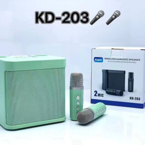 YS-203 Portable Karaoke Machine Wireless Bluetooth Speaker Outdoor singing family KTV Set with 2 Professional UHF Microphone Childrens karaoke