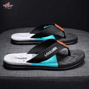 QiaoYiLuo รองเท้าแตะคีบ และรองเท้าแตะสำหรับผู้ชายซึ่งสร้างขึ้นด้วยวัสดุถักและมีพื้นรองเท้ากันลื่น