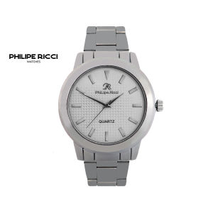 PhiLipe Ricci Jam Tangan Pria Analog Strap Rantai Besi Stainless Steel Gaya Kasual 5040B Model Klasik Free Box