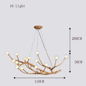 Vintage Pendant Lights Tree Branches Chandelier Resin 16 Head Glass Bubble Led Chandelier Lustre Hanging Lights For Living Room Bedroom Kitchen Restaurant Bar Cafe