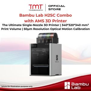 Bambu Lab H2SC Combo with AMS 3D Printer | The Ultimate Single-Nozzle 3D Printer | 340*320*340 mm³ Print Volume | 50μm Resolution Optical Motion Calibration | 1yr warranty GDT
