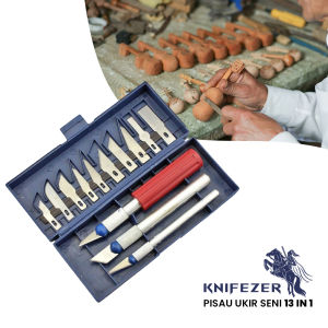 Set Pisau Ukir Seni 13 in 1 Crafting Art Knife with 3 Handle