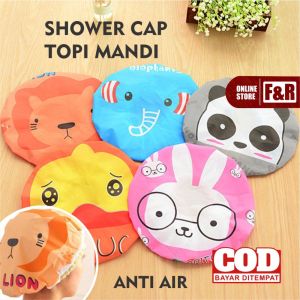 Shower Cap Topi Penutup Rambut Kepala Mandi Karakter Motif Anak Dewasa Anti Basah Waterproof Bath
