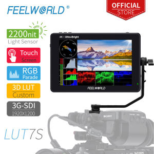 FEELWORLD LUT7S 7 Inch 2200nits 3D LUT Touch Screen DSLR Camera Field Monitor 3G-SDI 4K HDMI Input Output 1920X1200 IPS Panel