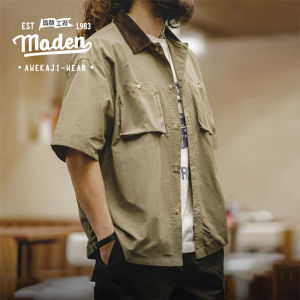 Maden Thương Hiệu Bảo Hộ Lao nam thanh niên Phong Cách Mùa Hè 2024 Mới Mỹ Retro Không Thấm Nước Mỏng Áo Sơ Mi Ngắn Tay Ngoài Trời Túi tay lửng dáng rộng Khó nhằn Guy Phong Cách Áo Sơ Mi