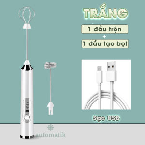 Máy Đánh Tạo Bọt Cà Phê Đánh Cafe Trứng Mini Sạc Điện Cầm Tay 3 Tốc Độ 2 Đầu Mịn