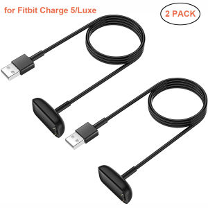 2 Pack Charger Compatible with Fitbit Luxe/Fitbit Charge 5/Charge 6 Charging Fast USB Replacement 3.3 Ft Charging Cable Dock Stand Station Accessories for Luxe and Charge 5 Smart Watch