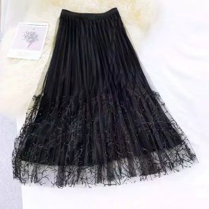 ROK MUTIARA PANJANG RENDA WANITA DEWASA KOMBINASI BORKAT FULL FURING TALI KARET MAYUNG MUARAH MEWAH BERKUALITAS