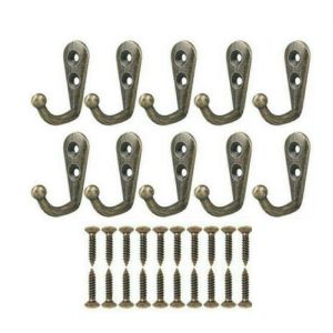 10Pcs Vintage Wall Mounted Single Prong Hook Retro Mini Hangers for Clothes Towel Bags Storage Rack