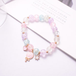 OR🧸 Perhiasan Manik-manik Kristal Kartun Paduan Wanita Gelang Berwarna Gelang Kaca Siswa COD