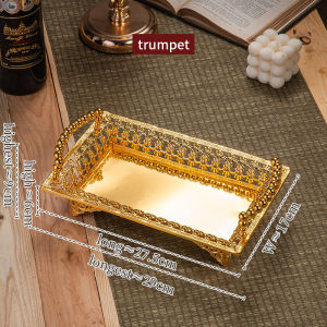 ถาดผลไม้โลหะ ห้องนั่งเล่นโต๊ะกาแฟในครัวเรือน ถาดผลไม้ แสงหรูหราขึ้นบ้านใหม่ ขนมขบเคี้ยวที่ละเอียดอ่อน ถาดขนมปังพร้อมที่จับ ถาดขนมขบเคี้ยว