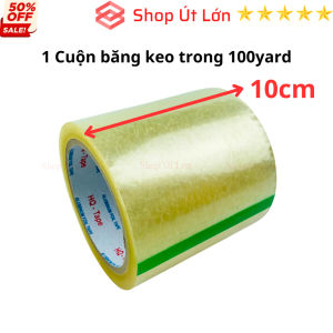 1 Cuộn băng keo Đục OPP rộng 10cm100yardlõi giấy 3mm băng keo đục hải sản dán thùng xốp đông lạnh - Shop Út Lớn
