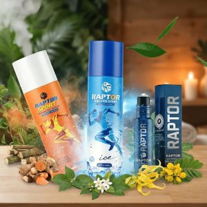[SET 3 ชิ้น] RAPTOR ชุดสเปรย์สปอร์ต (ร้อน/เย็น) และ น้ำมันนวดผ่อนคลาย