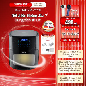 Nồi Chiên Không Dầu SHIMONO SM-AF1086T 10L 1800W Cao Cấp Tiêu Chuẩn FDA Hoa Kỳ LFGB Đức Tặng Kèm Trọn Bộ 9 Phụ Kiện