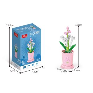 WEIHUIMEI ของเล่นตัวต่อ บล็อกอาคาร กระถางดอกไม้ ดอกกุหลาบ ของขวัญ สําหรับตกแต่งบ้าน