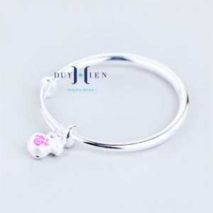 Vòng Bạc Trơn Nguyên Chất S990 Cho Bé Gái Nhiều Kiểu Charm Sơn Màu Hồng Dễ Thương - Vàng Bạc Duy Hiển