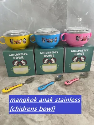 CHILDRENS BOWL KARAKTER| MANGKOK ANAK/BAYI| PERLENGKAPAN MPASI BAYI| MANGKOK BAYI STAINLESS| MANGKOK ANAK FREE SENDOK DAN PENUTUP| MANGKO SERBAGUNA ANAK DENGAN PEGANGAN