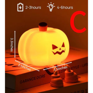 Đèn Silicon Halloween Bí Ngô LED Đèn Ngủ 3 Cấp Độ Sáng Thời Gian Chống Rơi Đèn Đầu Giường Sạc USB Quà Tặng Halloween