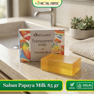 METAL FORTIS Sabun Mandi Extract Papaya Dan Susu 85 Gr Transparent Soap Dengan Vitamin E Menjaga Kelembaban Kulit MET