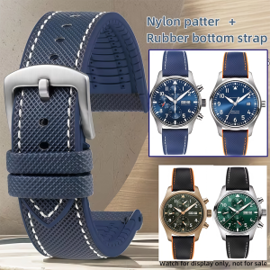 For IWC Pilot Mark 18 Portuguese Tudor Breitling Omega Tissot Watchband Nylon Rubber FKM Watch Strap 20mm 21mm 22mm men bracelet2026